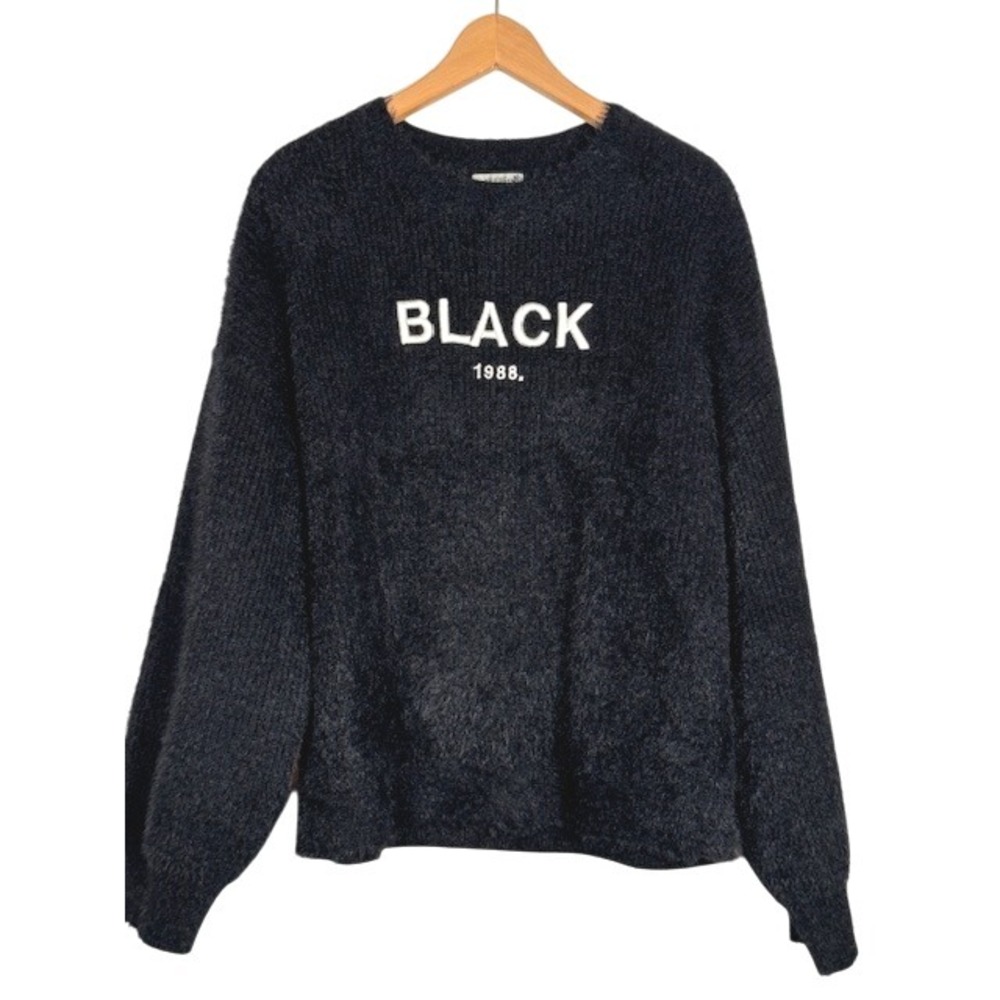 KUOSE Black 1988 Graphic Fuzzy Knit‎ Sweater Women's Size S